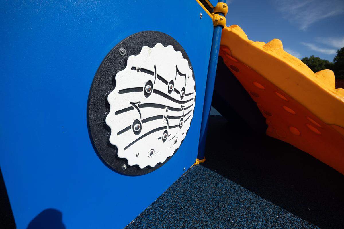 A music station provides sensory enrichment, where children can tap out tunes.