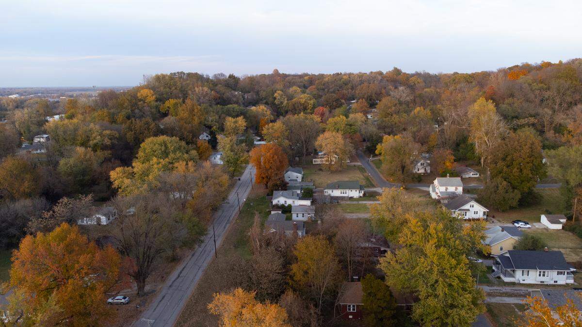 Aerial view of Fairview Heights’ French Village neighborhood on Nov. 6, 2023.