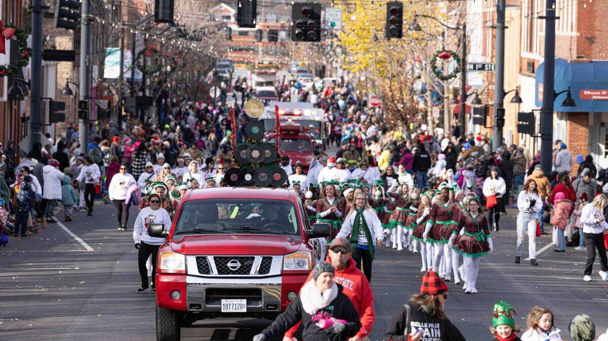 Santa Parade as seen coming down Main Street.