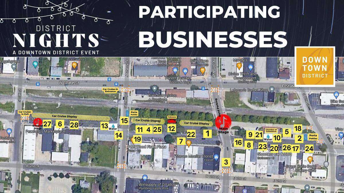 Many local businesses will participate in O’Fallon’s District Nights events this summer.