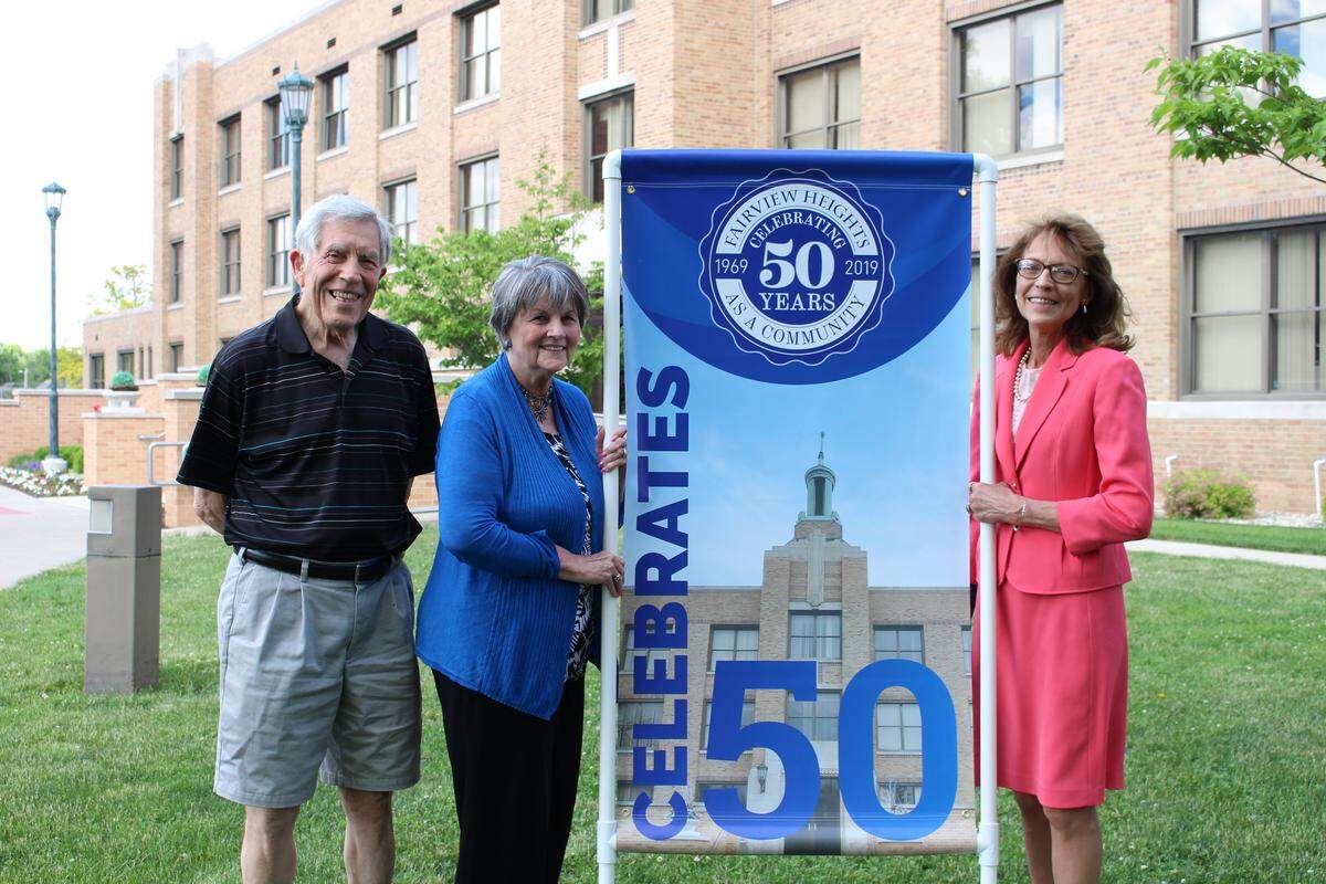 The Fairview Heights 50th Anniversary Committee is planning several events this summer to help residents celebrate. Pictured are chairman Jere Wilmering, left to right, and members Marilyn Kinsella and Karen Kaufhold, who is city clerk.