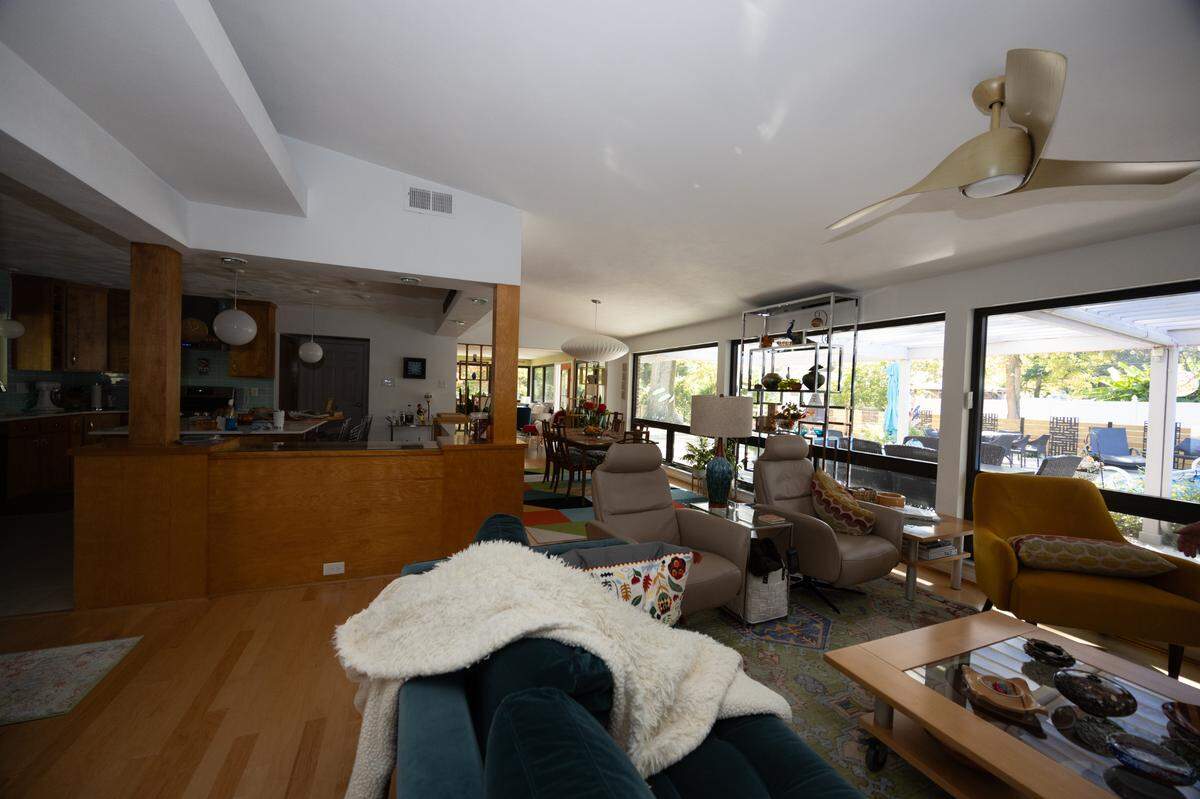 Inside a 1953 Frank Holtman house on Dahlia Dr. in. Belleville, currently owned and remodeled by owner Sharrol Toenies.