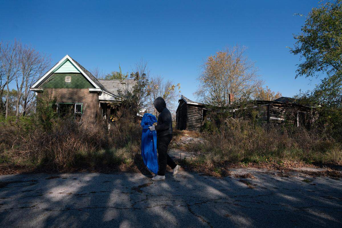 The area of East St. Louis near 10th St. is filled with vacant homes, such as these.