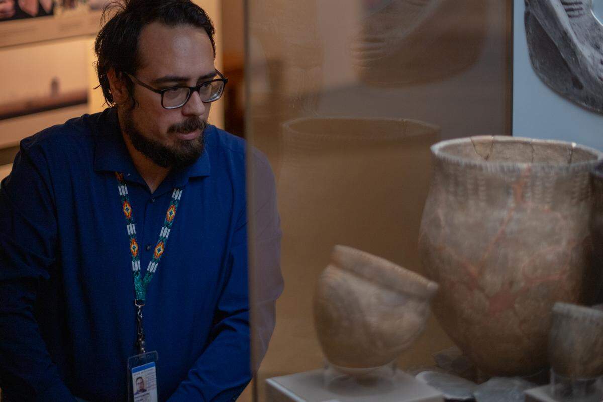Logan Pappenfort, a member of the Peoria Tribe of Indians of Oklahoma and interim director at the Dickson Mounds Museum, is part of a group of people who have started to confront the history of the museum, including its lack of repatriations.