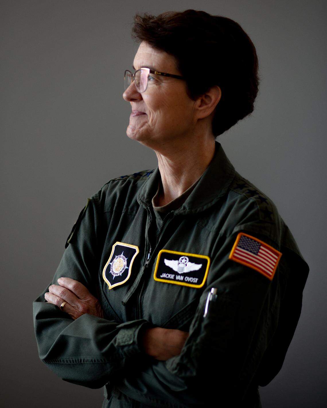 Gen. Jacqueline D. Van Ovost , commander of the U.S. Transportatoin Command, Scott Air Force Base.