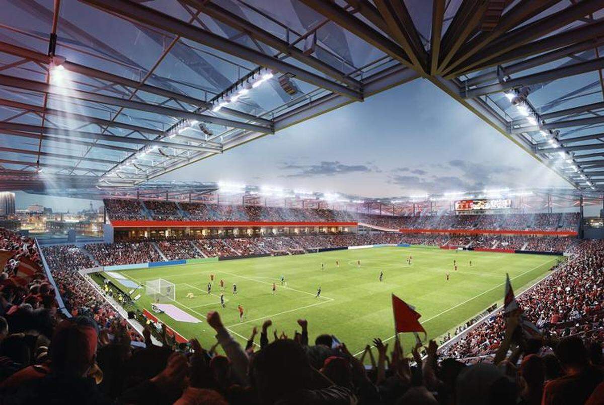 Renderings of a proposed soccer-only stadium were released by HOK architechts and MLS4STL Saturday. A translucent canopy over the seating will both protect fans from sun and elements and allow light to pass through to eliminate shadows on the field and allow grass to grow.