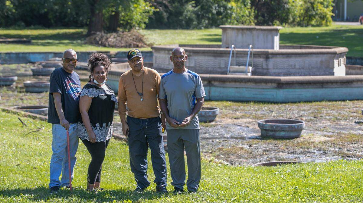 Family members Larry D. King, Delores King, David King, and Bernard King are working with the Emma L. Wilson King Foundation to restore or recreate the fountain in Jones Park in honor of Emma L Wilson King. (file photo)