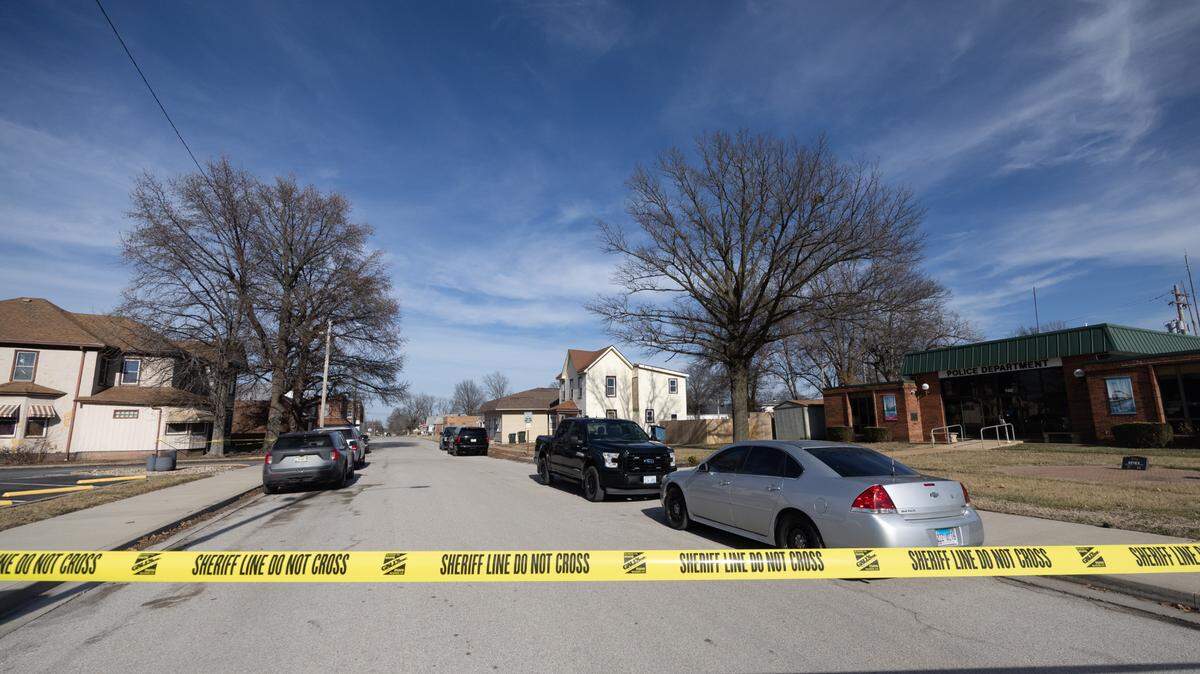At the scene of a shooting that happened directly across from a police station along North Second Street in Dupo on Feb. 3, 2025.