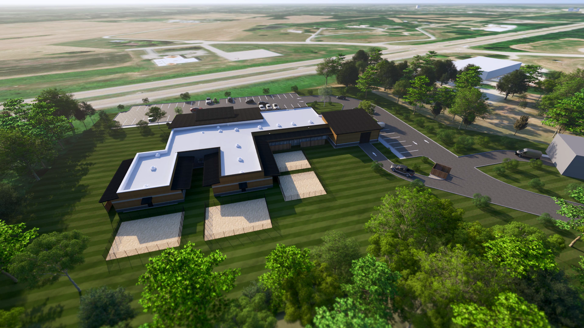 A Woolpert Architecture LLC rendering shows an aerial view of the new St. Clair County Animal Control building.
