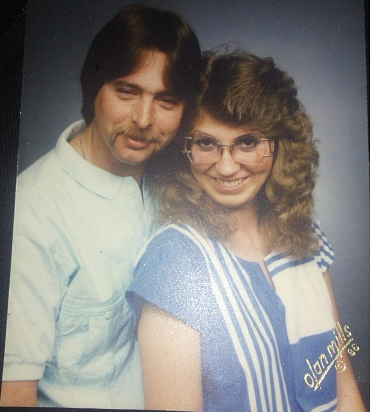 Roger Jouett and Sherry Hensley posed for this engagement photo in 1985. They would later marry and have two children, Eric and Theresa, but Roger died in a car crash on the day Theresa was born in 1995.