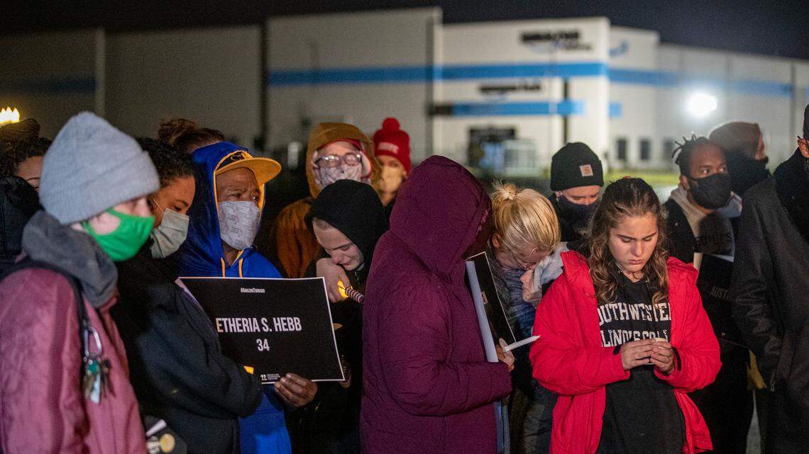 Legislators, activists hold vigil for Amazon tornado victims, demand accountability