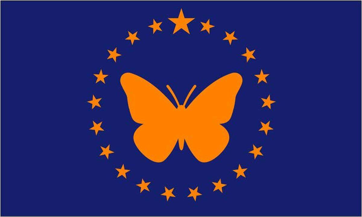 Relationship to Illinois: The students who worked on this flag are high school students living in Illinois named Johnna and Spresalynn. Explain the meaning behind your flag: The state butterfly, the Monarch, is the focal point of this flag that includes 21 stars for Illinois being the 21st state (the large star represents Illinois). The orange represents success, determination and creativity while the blue stands for trust, loyalty and sincerity and strength.