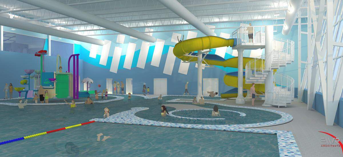 The aquatic center at the new Fairview Heights recreation complex will include a four-lane lap pool, splash pad, water slide, lazy river and open-swim pool with a "zero-depth" entry for easy access.