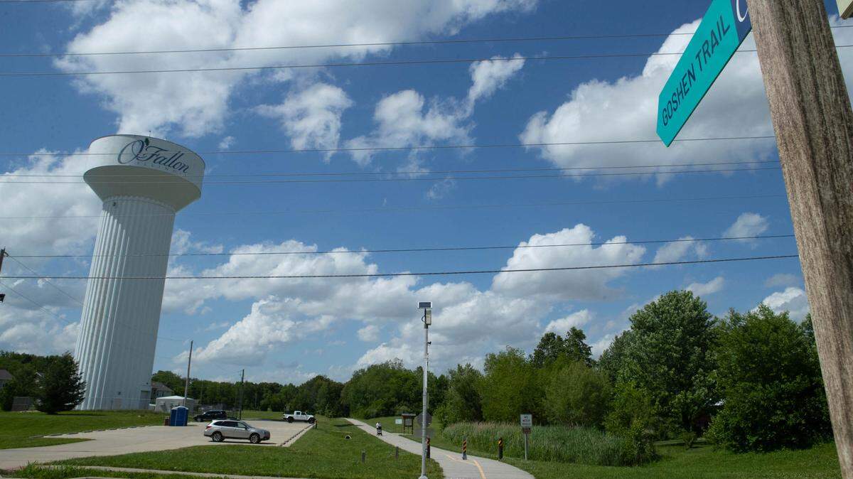 At the Goshen Trailhead in O’Fallon, where a teenager was fatally stabbed in the parking lot Sunday.