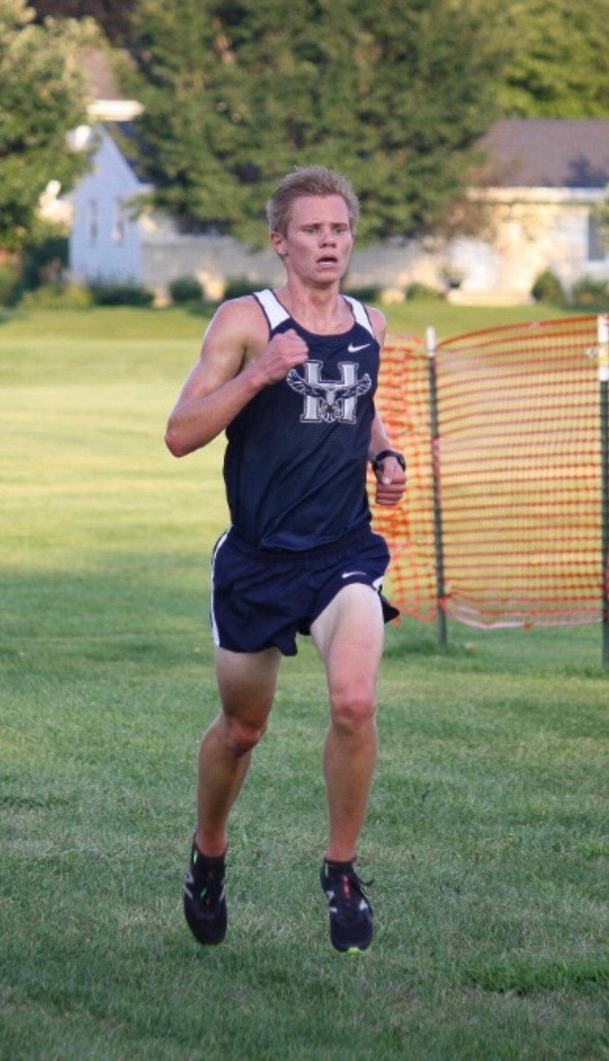 Former Highland High School and current Heartland Community College cross country runner Easton Rosen competes in a meet during his freshman season in fall 2021. Rosen recently began practice for his sophomore season at Heartland CC, which is located in Normal.