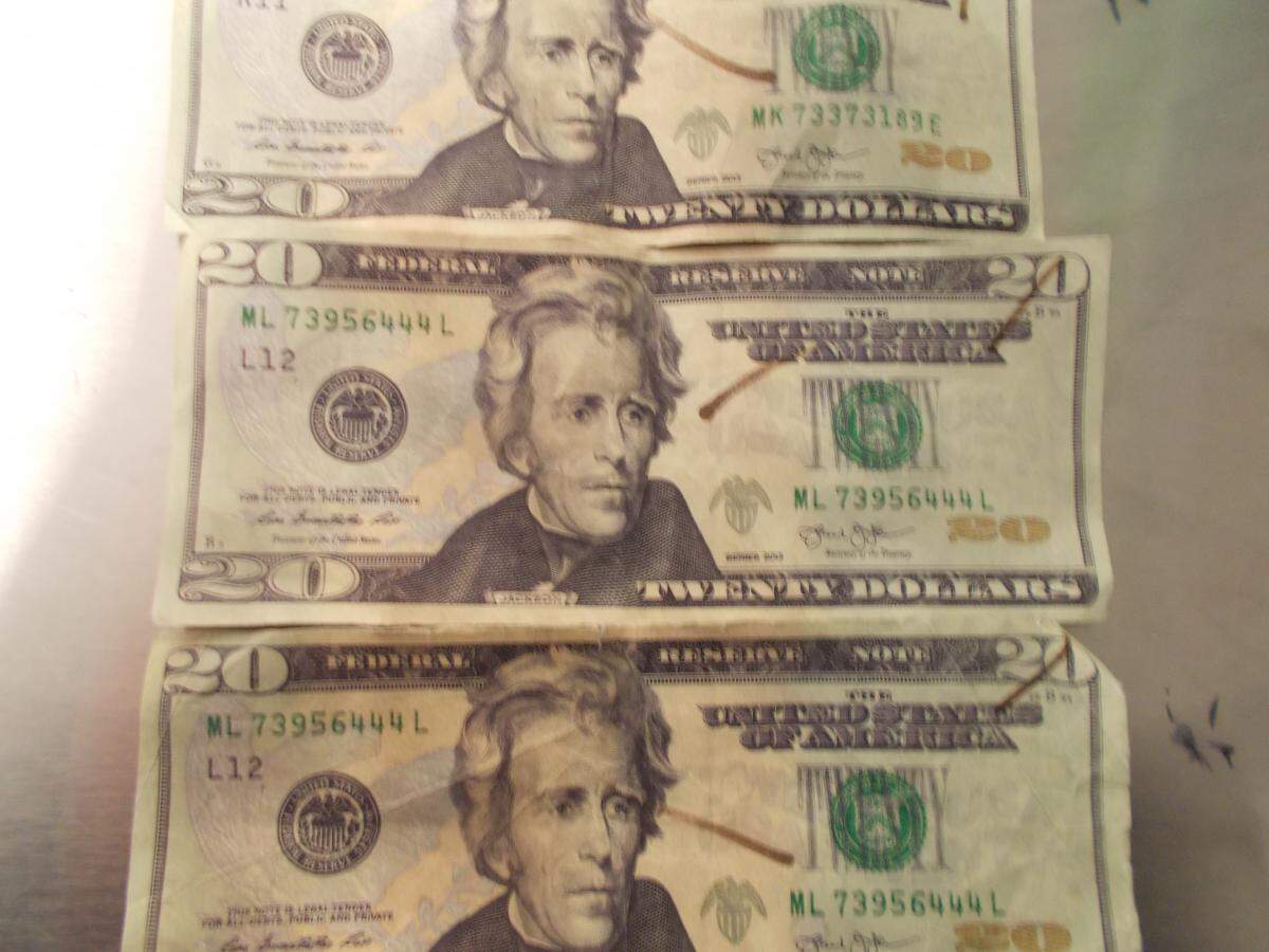 Counterfeit bills allegedly  given to a Highland Girl Scout troop on March 3. The troop was selling cookies in the grocery section of Walmart in Highland.
