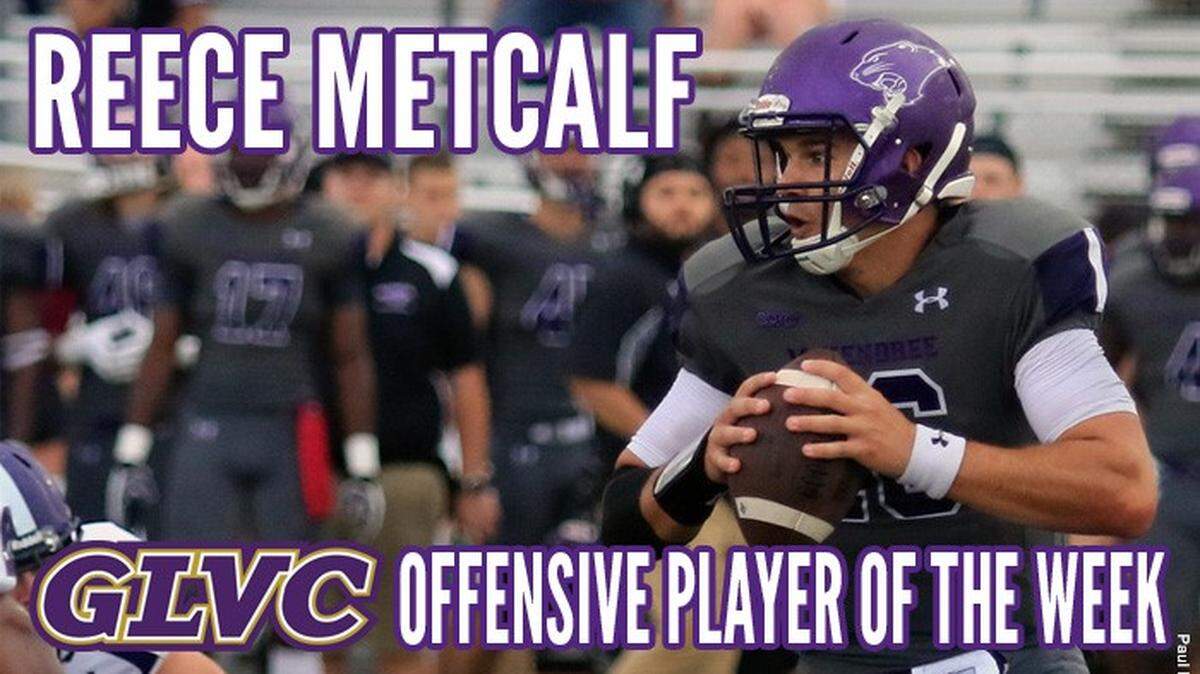 Reece Metcalf, a member of the McKendree University football team, was named OVC offensive player of the week for the third time this season.