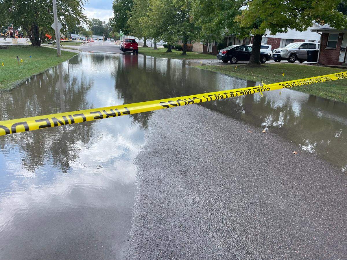 Heavy rain has been causing Queensway Drive and Chaucer Drive in Belleville to flood since September 2023, when an underground mine subsided. Tudor Drive, shown here, flooded after last week’s storm.