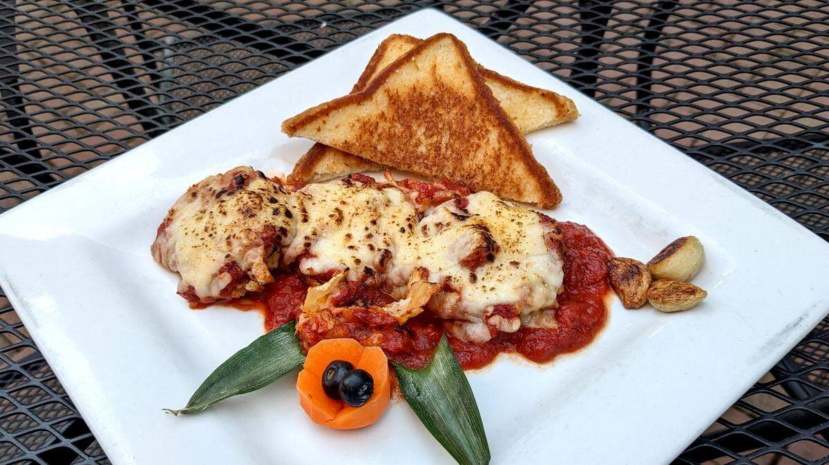 The eggplant parmesan at The Gasthaus in Lebanon is one of the new dishes made by new partner and executive chef Maurice Nelson.