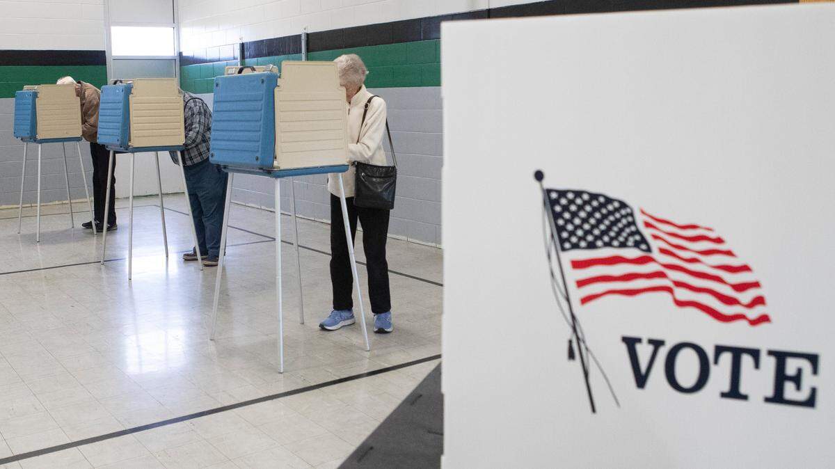Voters at the Douglas Elementary School polling location in Belleville and locations across southwestern Illinois are deciding races for mayor, town council, school board and other municipal contests.
