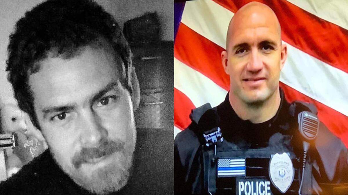Daniel Bell, left, was killed in a fatal, head-on crash with Pontoon Beach Police Officer Lee Brousseau, right, on Jan. 22. According to a witness, Bell’s truck crossed into the oncoming lane on Illinois 111 and collided with Brousseau’s police car half a mile south of New Poag Road.