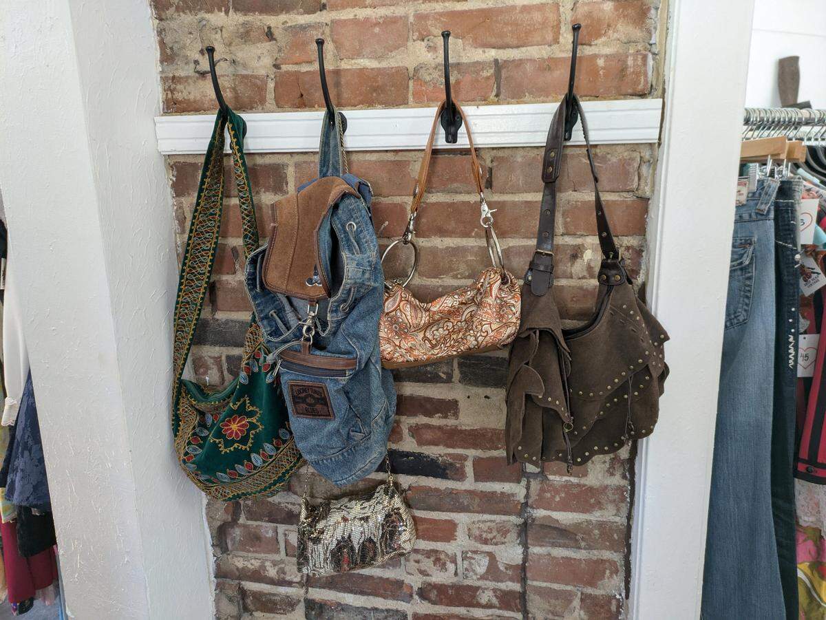 A display of cute purses and bags at Drop Dead Vintage