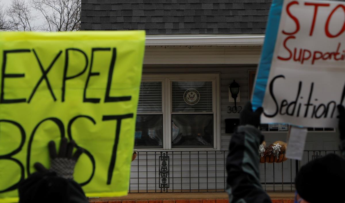 Demonstrators gathered at U.S. Representative Mike Bost’s O’Fallon office Saturday demanding his resignation. The protesters claimed his vote to challenge the results of the 2020 Presidential election helped spur the riot that occurred at the U.S. Capitol last week. Bost represents Illinois’ 12th Congressional District.