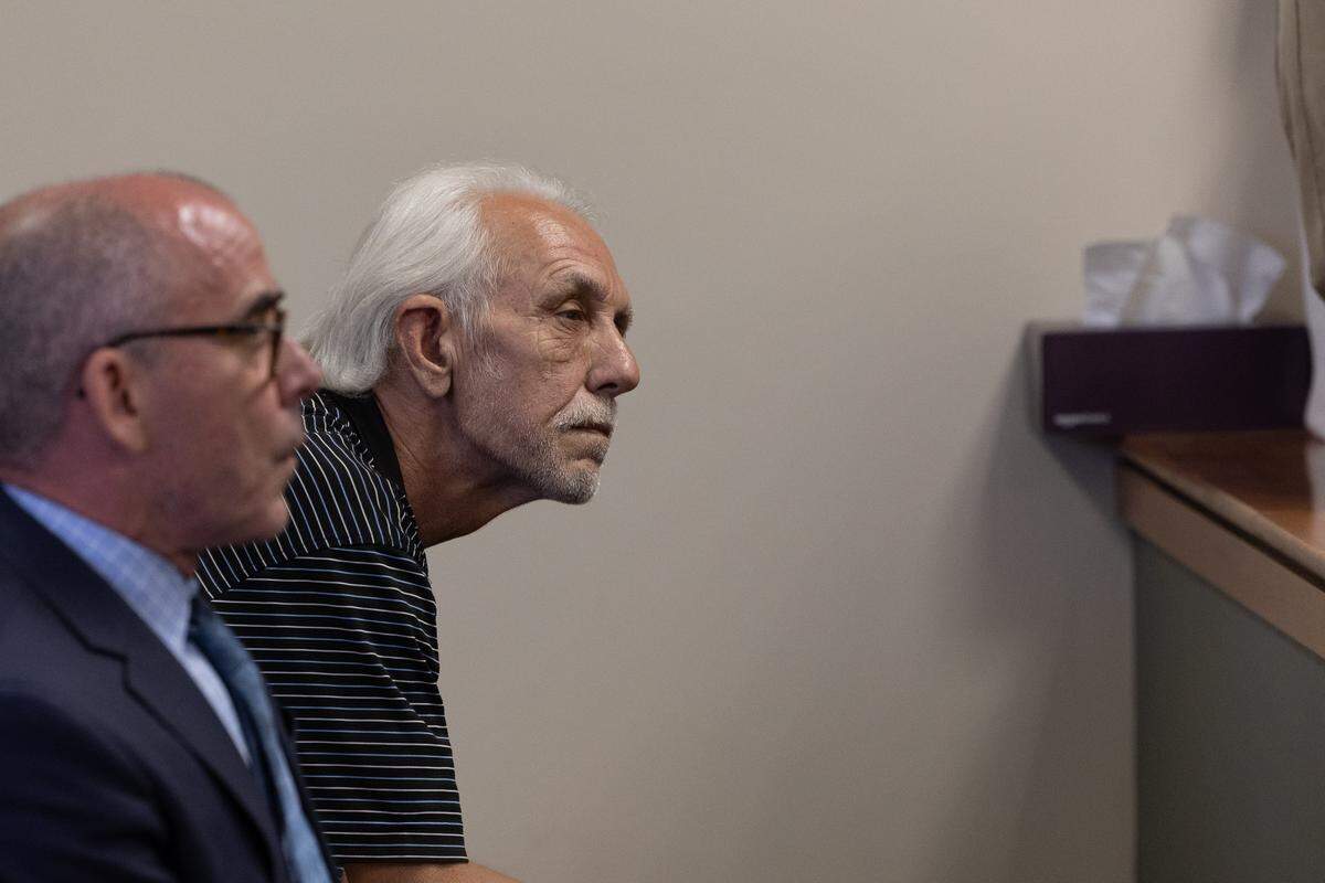 The brother of Albert L. Zigler, who has been charged in the 1993 murder of Randy Sperino, watches on as his brother is denied pre-trial release at Madison County Criminal Justice Center on May 27, 2026.