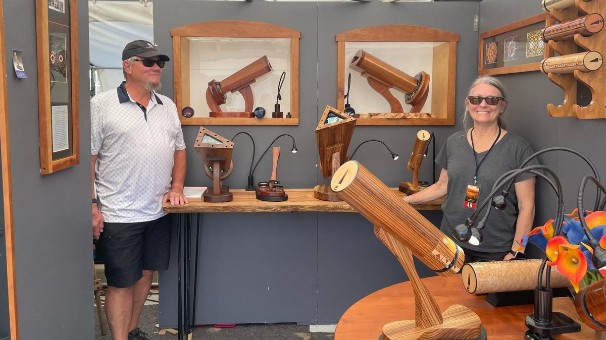 Mark and Carol Reynolds of Austin, Texas, won the Best of Show award at Art on the Square in downtown Belleville over the weekend. They received a $5,000 prize.