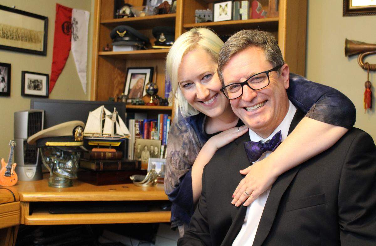 Lance Geiger, better known as “The History Guy,” and his wife, Heidi Weichert, produce videos for a popular YouTube channel in the small basement office of their O’Fallon home.