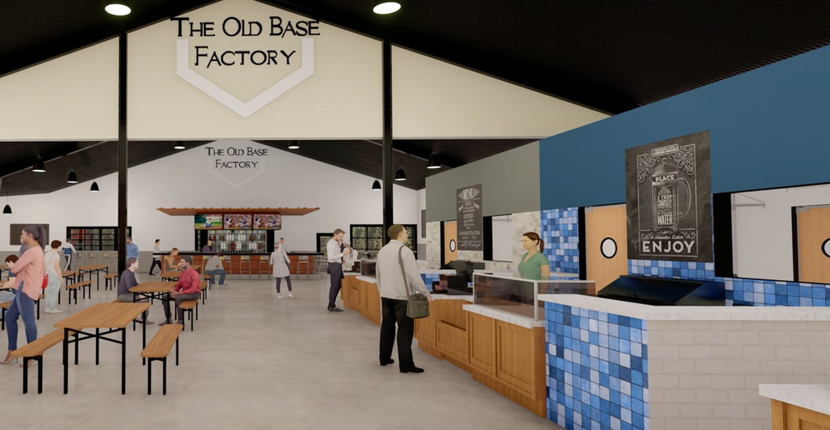 Rendering of the Old Base Factory food hall.