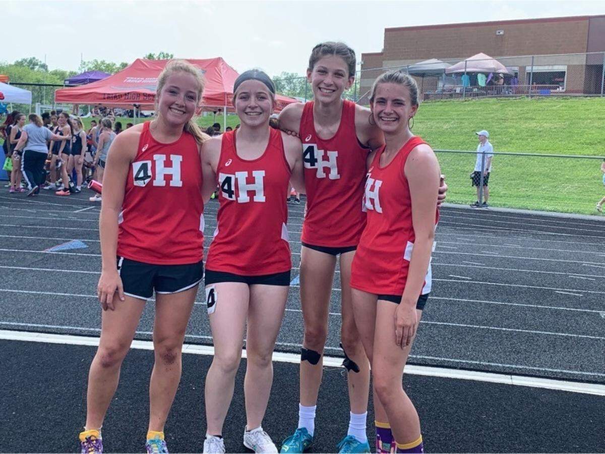 Highland’s 4x800 relay team of Maddie Dortch, Faith Brindley, Peyton Frey, and Tarryn Keeney qualified for the IHSA Class 2A state tournament with a second-place time of 10:04.72 at the Triad Sectional. The state tournament will take place at Eastern Illinois University.