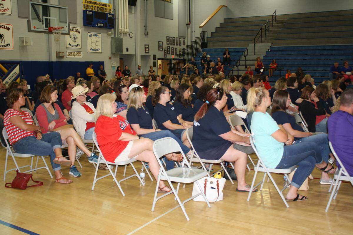 About 200 people attended the O'Fallon District 90 School Board meeting Monday night at Fulton Jr. High School in O'Fallon.