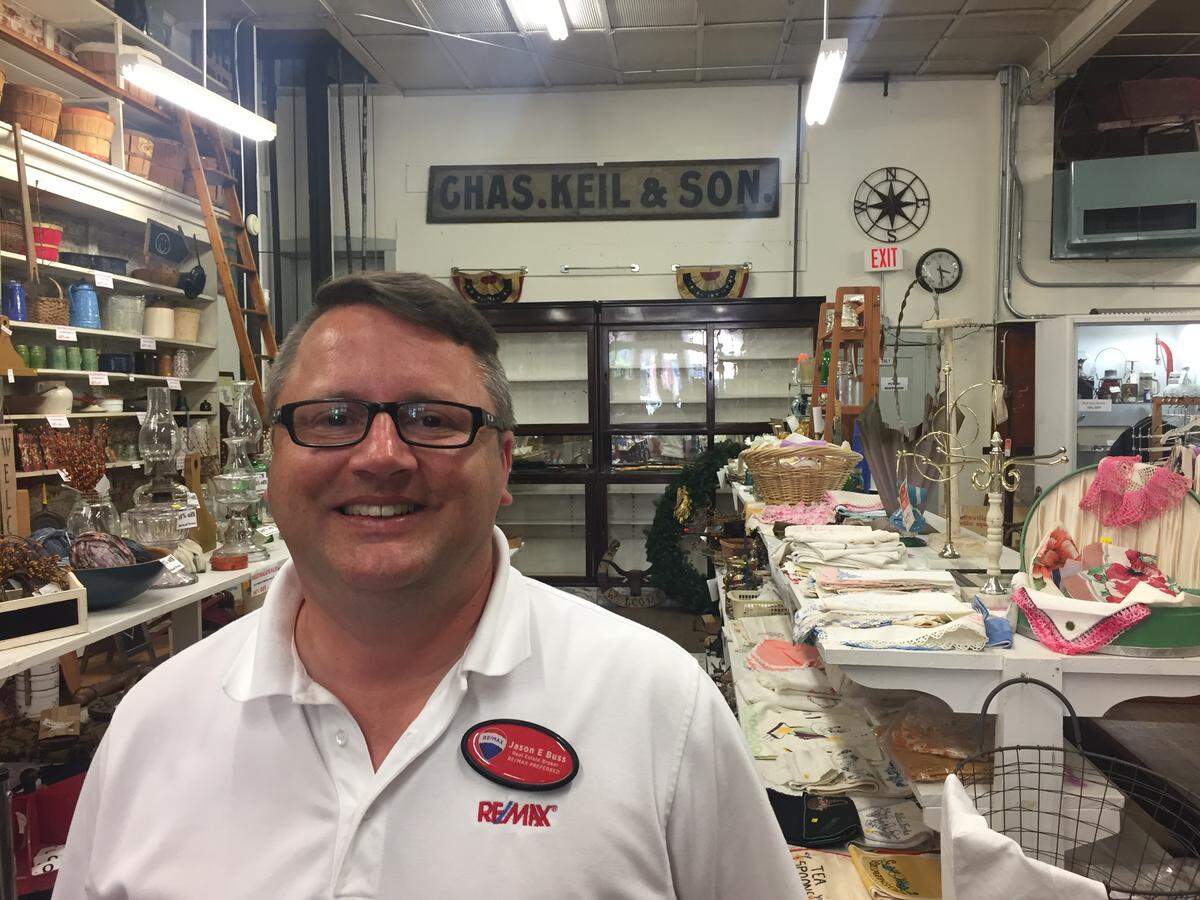 Jason Buss, owner of Keil’s Antiques and Gifts in downtown Belleville. He is selling the historic Keil building at 26 E. Main St. and it is listed for $215,000.