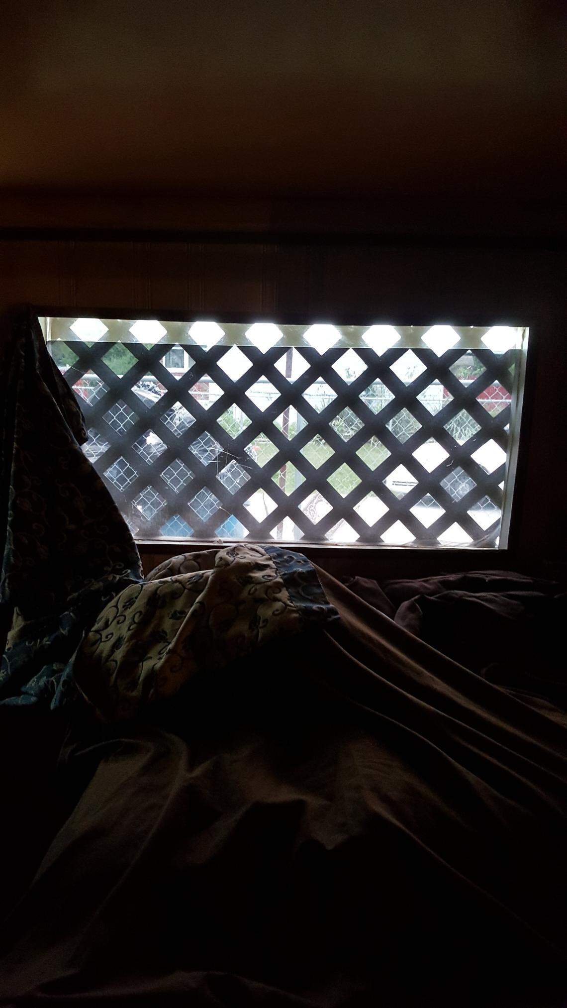 Anthony LeFlore, Alorton’s code enforcer, said he took this photo at 40 Jarvis during a 2017 inspection. It appears to show a piece of lattice covering a window in the house.