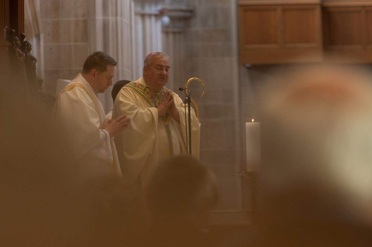 Belleville Bishop Michael G. McGovern leads a memorial Mass for Pope Francis, who died on Easter Monday.