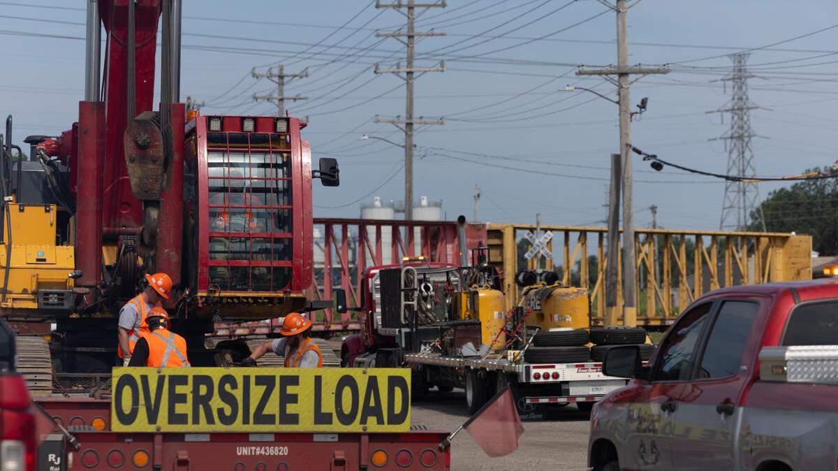 At the scene of a train derailment in Sauget, near the intersections of Monsanto Ave. and Mississippi Ave.