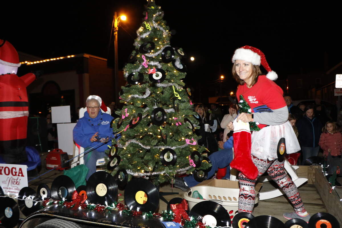 A float in Highland’s annual Lighted Christmas Parade Saturday, Nov. 24. This year the parade was themed “Rocking Around the Christmas Tree.”