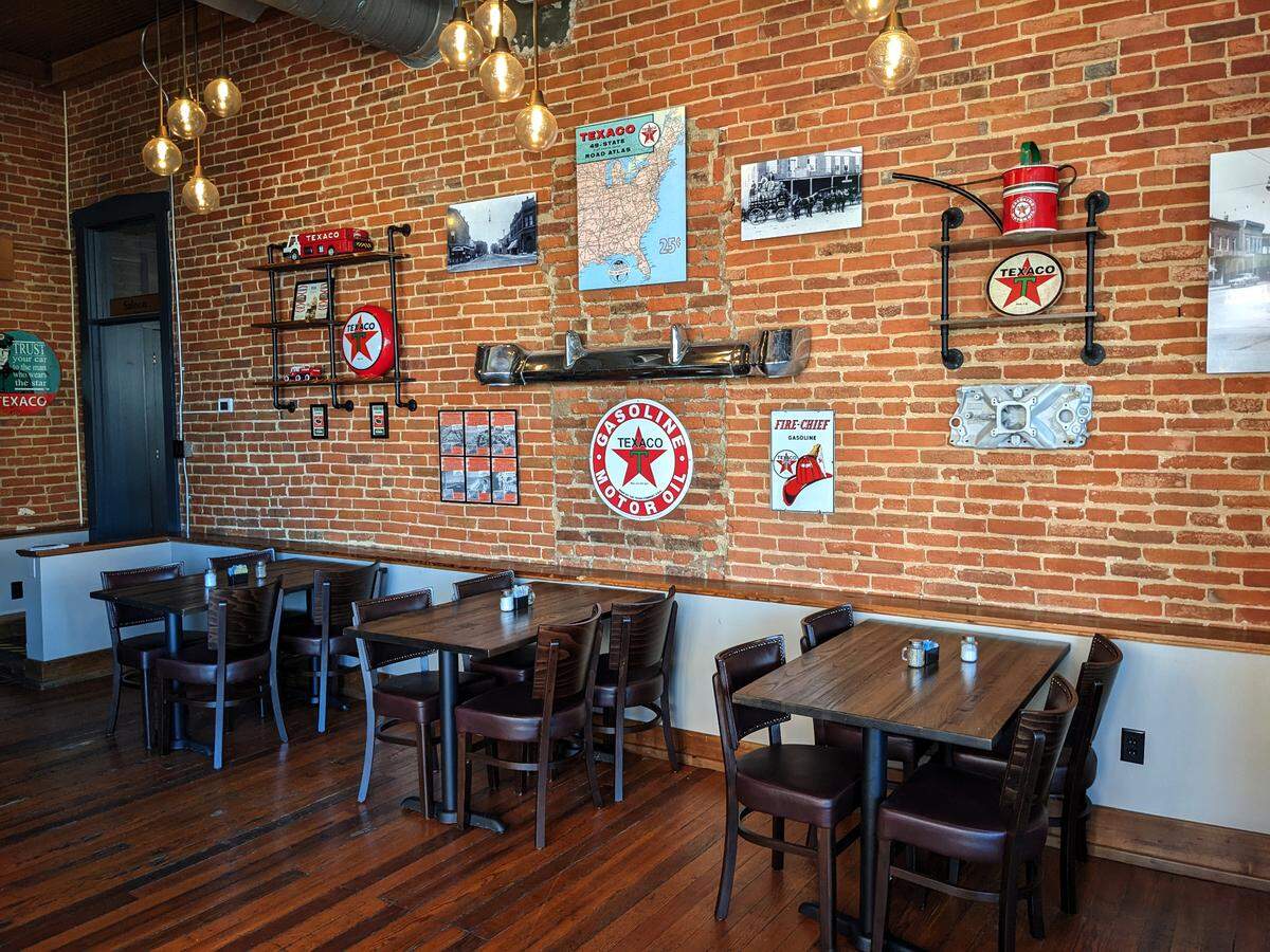 The Texaco Room displays a collection of old photos, signage and memorabilia.