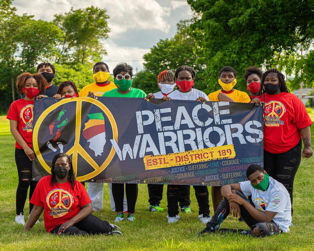 East St. Louis School District 189’s Peace Warriors is a youth group that addresses trauma by using Dr. Martin Luther King Jr’s nonviolent principles. Along with the Wrapround Wellness Center, the group assists with students’ emotional needs.