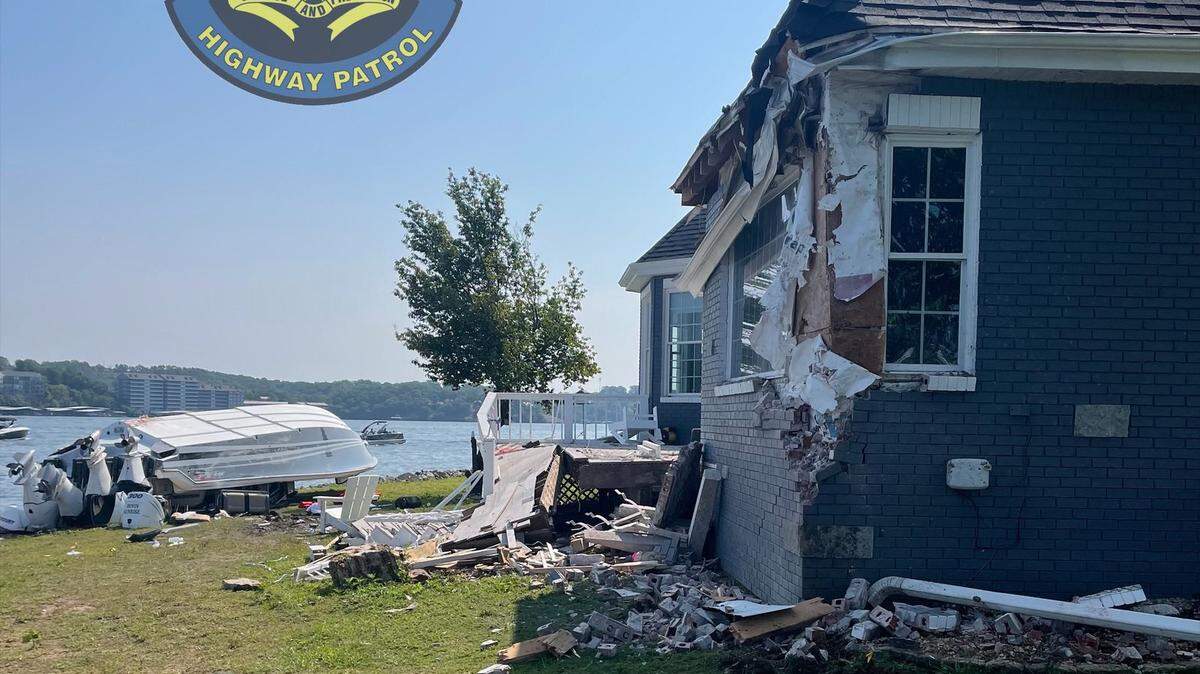 Eight people were injured when a boat ran aground and hit a house on the Lake of the Ozarks, according to the Missouri State Highway Patrol. All eight were ejected. They were transported to a regional hospital.