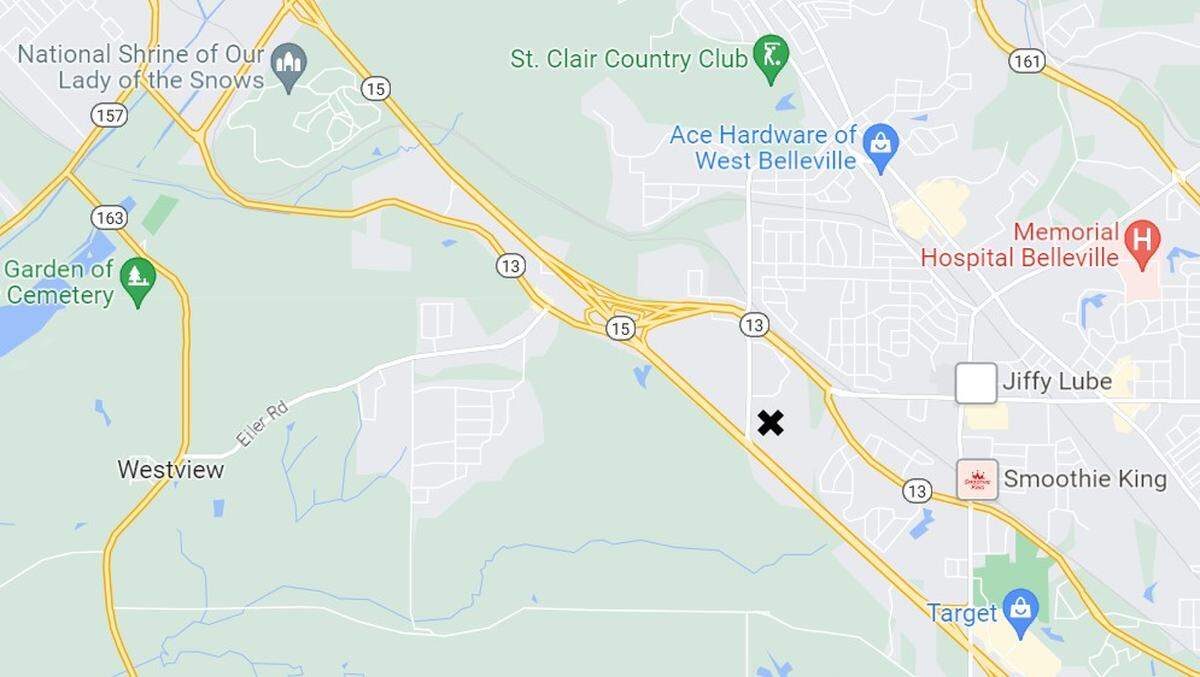 An X marks an area near the intersection of Illinois 15 and South 74th Street in Belleville, where a Pennsylvania-based partnership is building senior housing under the name Trolley Circle.