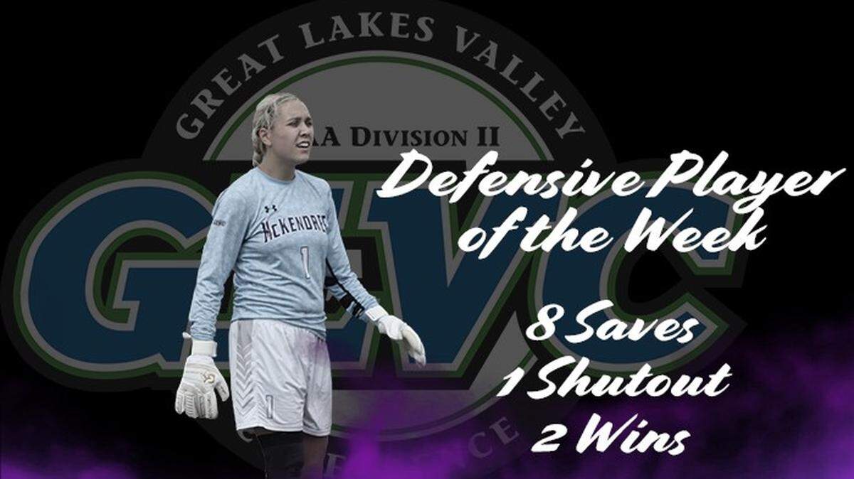 Zoe Brochu, a member of the McKendree University women’s soccer team, was named the GLVC defensive player of the week on Tuesday October 2, 2018.