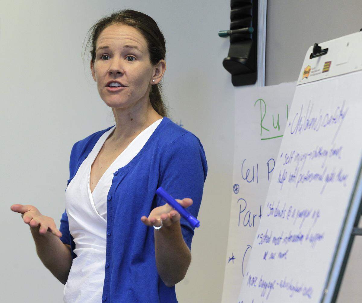 Natalie Ruth, with Chestnut Health Systems, was one of the experts at the Youth Mental Health First Aid seminar, a training for teachers and school employees on issues specific to teens and how best to handle them, at the St. Clair County Regional Office of Education in Belleville.
