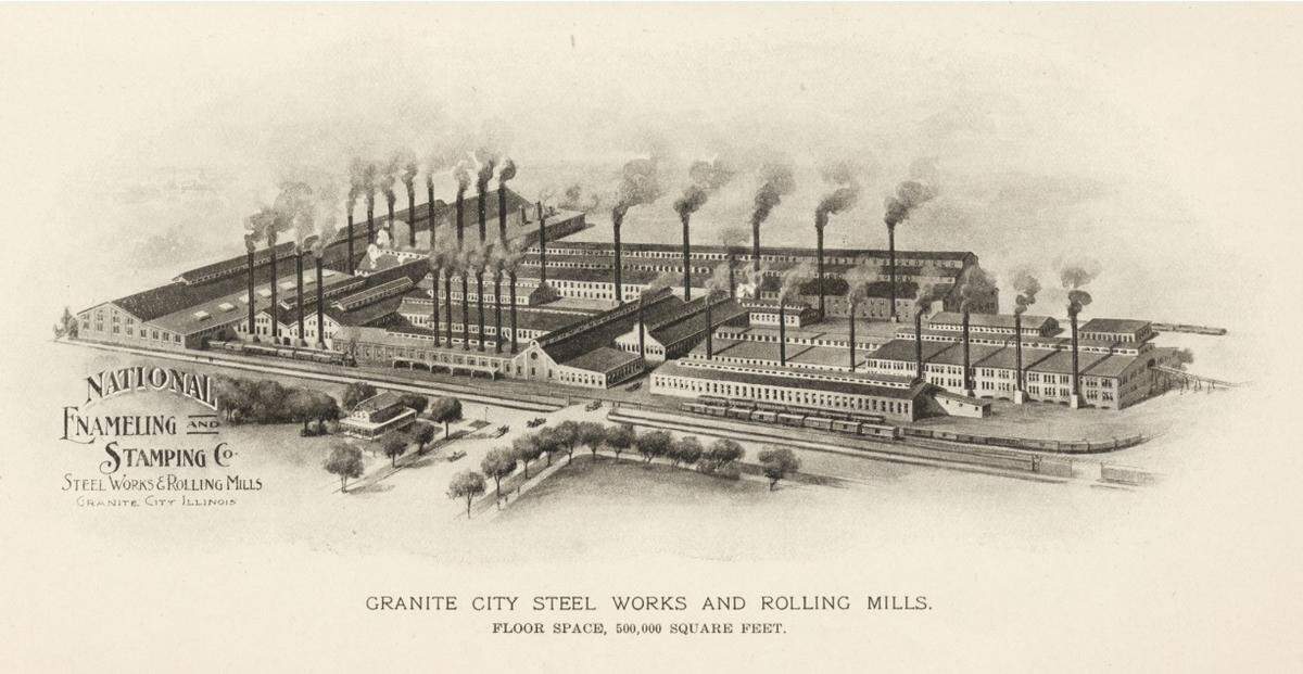 This 1903 photo shows the National Enameling and Stamping Co. plant in Granite City, which later became Granite City Steel. The city had been established as a company town in the late 1800s.