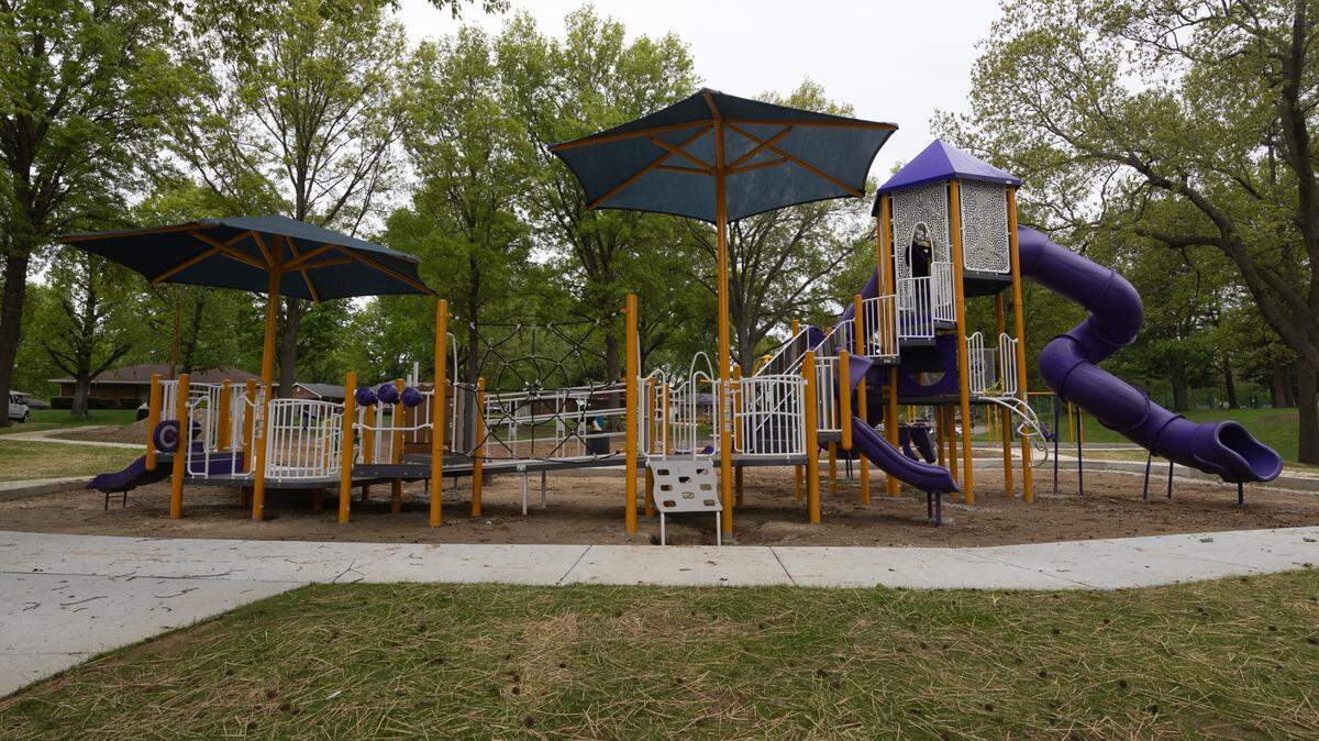 A newly built playground in Bellevue Park in Belleville.