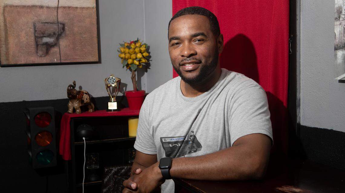 Actor RobWood inside his Belleville, Illinois home. RobWood will be in Tyler Perry’s upcoming movie “A Jazzman’s Blues.”