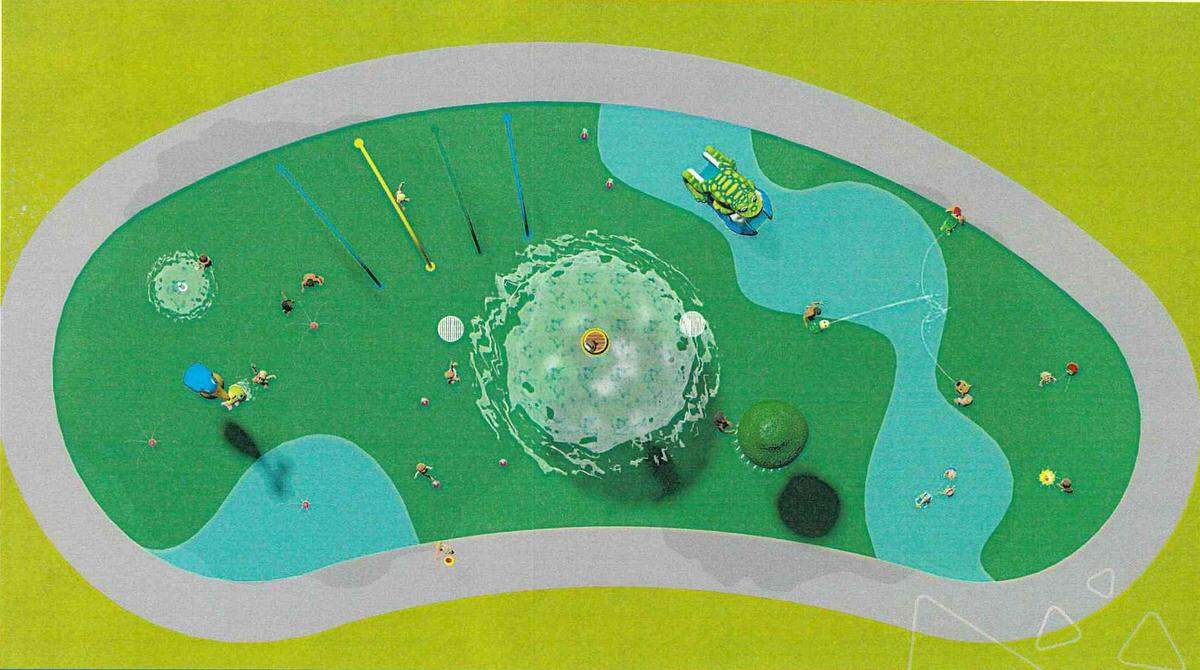 This diagram shows the layout of the Water Odyssey splash pad that’s being installed at Bicentennial Park in Belleville.