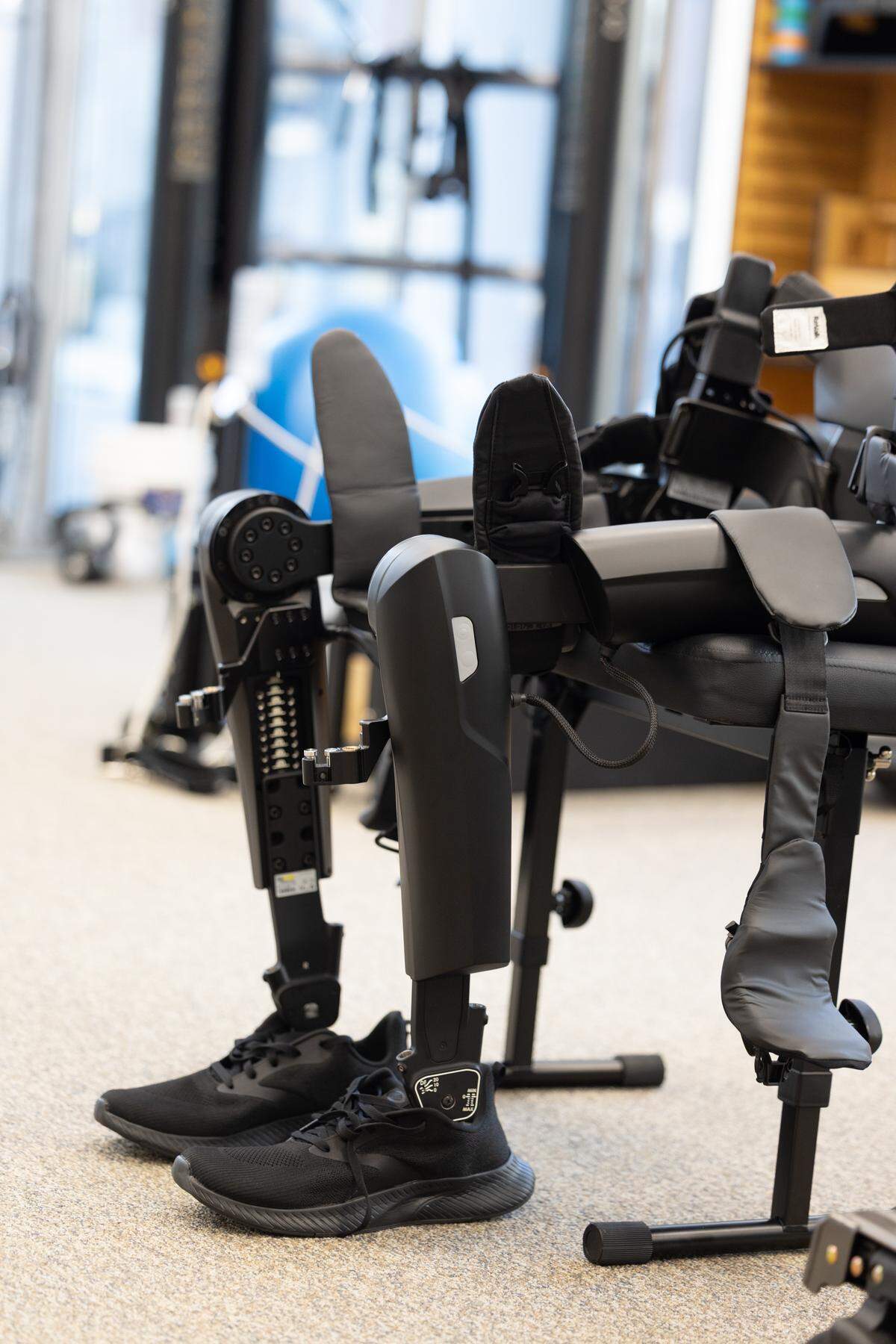 The new exoskeleton Brad Henke is training to use after his motorcycle accident.