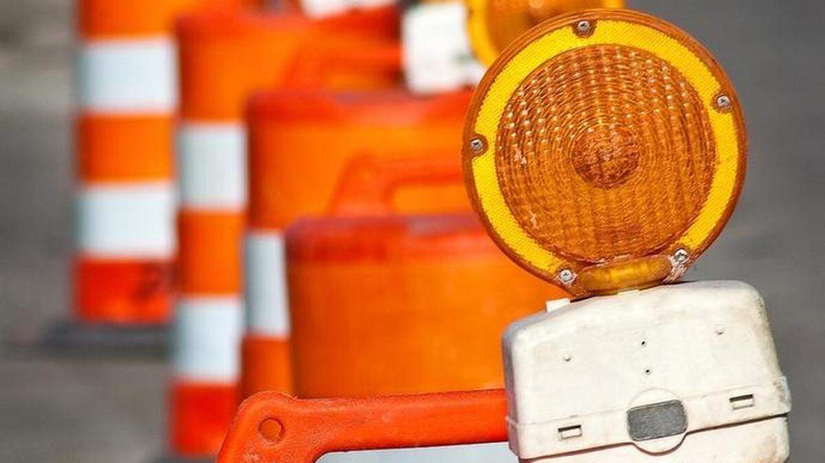 A stock photo of roadwork cones.